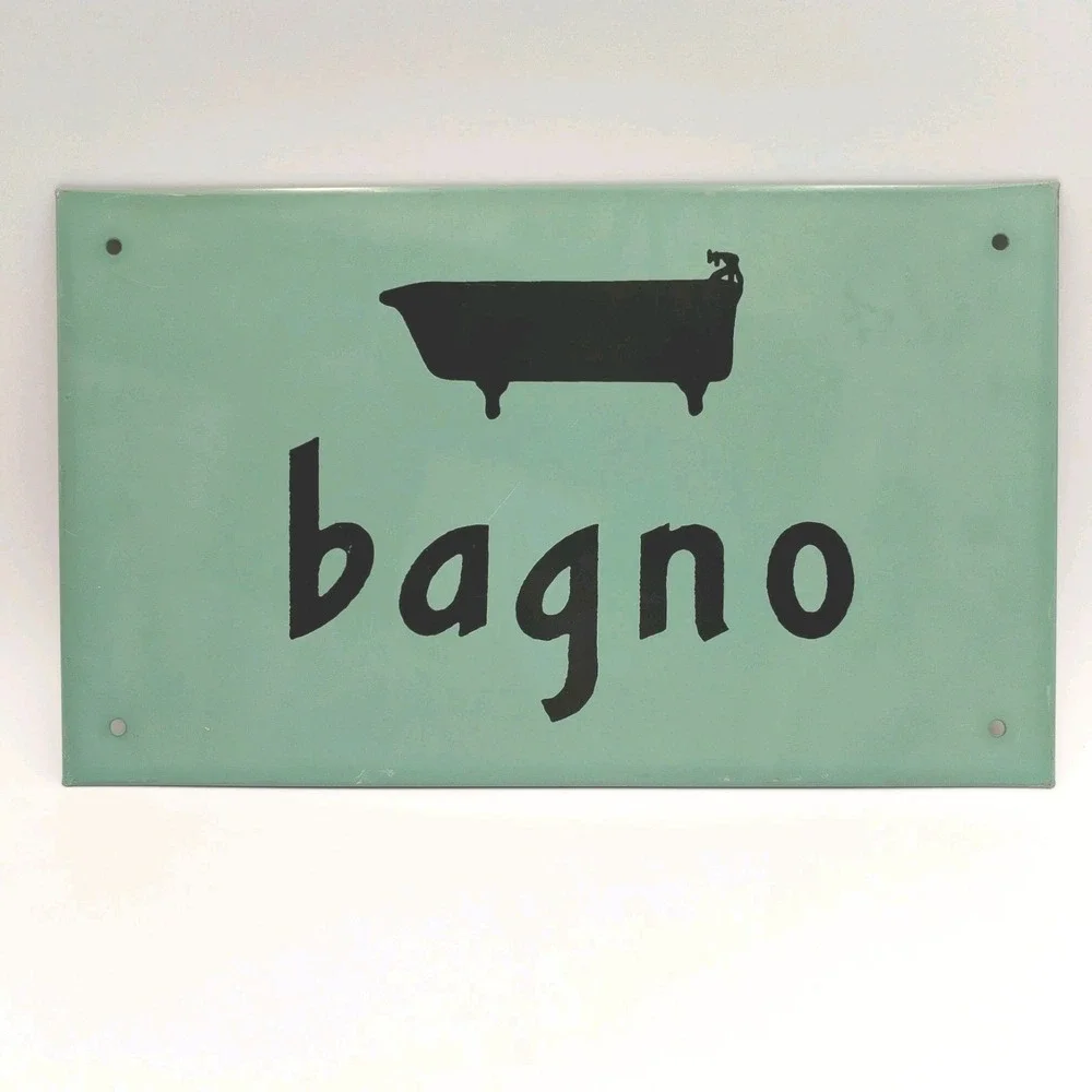 Anthropologie Bagno Metal Sign Mummert Vintage Style Clawfoot Tub Bath Decor USA